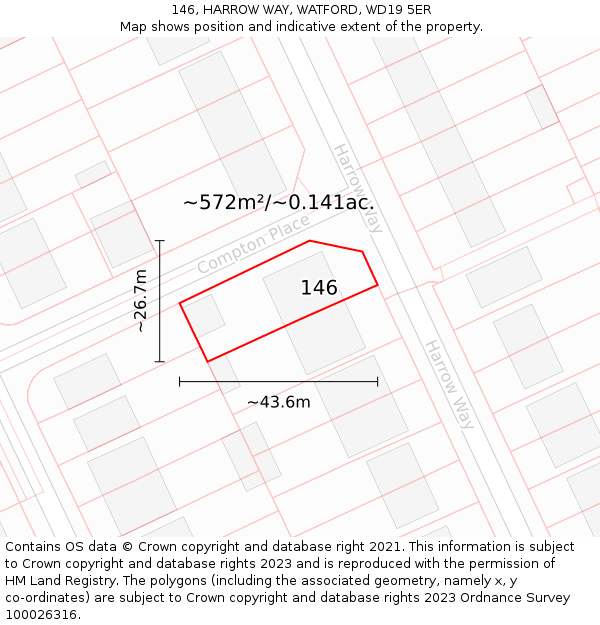 146, HARROW WAY, WATFORD, WD19 5ER: Plot and title map