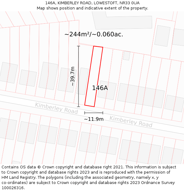 146A, KIMBERLEY ROAD, LOWESTOFT, NR33 0UA: Plot and title map