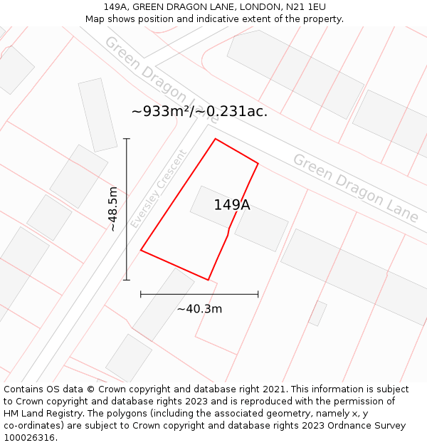 149A, GREEN DRAGON LANE, LONDON, N21 1EU: Plot and title map