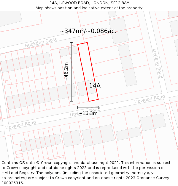 14A, UPWOOD ROAD, LONDON, SE12 8AA: Plot and title map