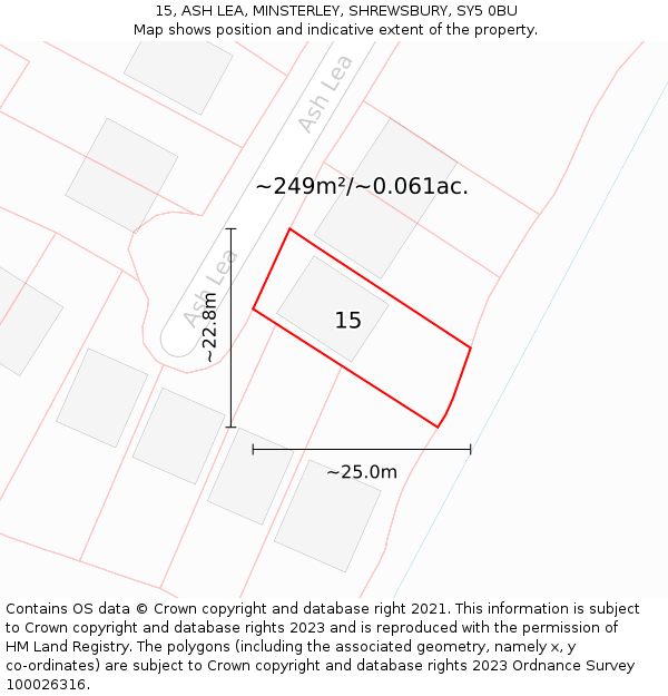 15, ASH LEA, MINSTERLEY, SHREWSBURY, SY5 0BU: Plot and title map