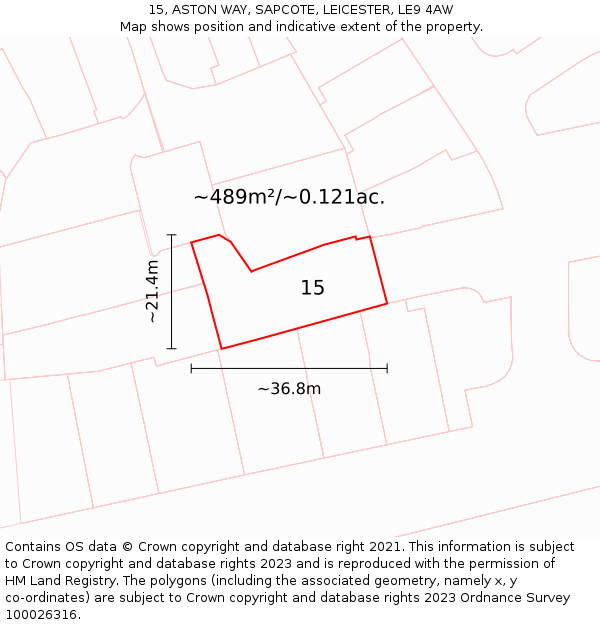 15, ASTON WAY, SAPCOTE, LEICESTER, LE9 4AW: Plot and title map