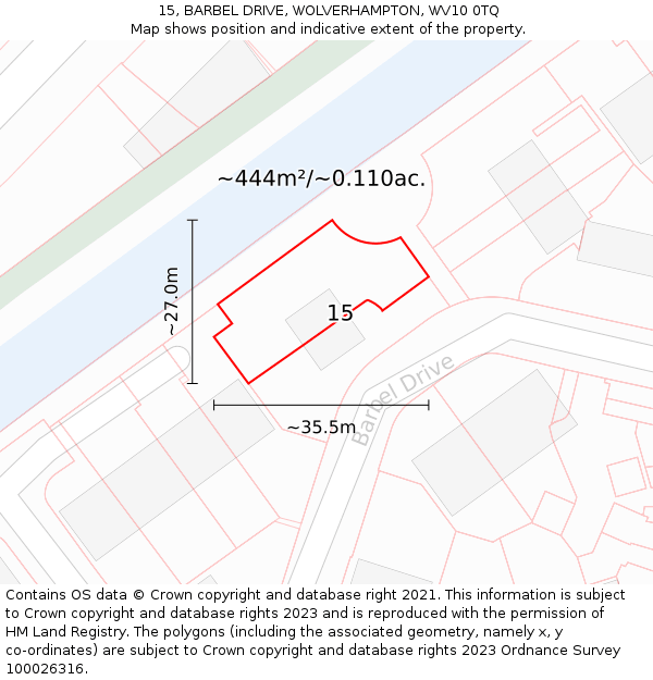 15, BARBEL DRIVE, WOLVERHAMPTON, WV10 0TQ: Plot and title map