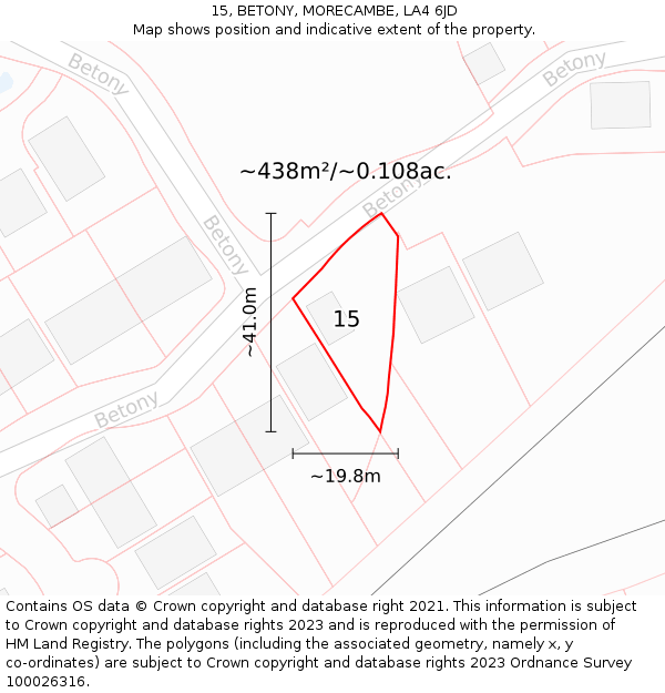 15, BETONY, MORECAMBE, LA4 6JD: Plot and title map