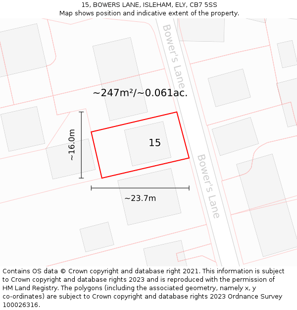 15, BOWERS LANE, ISLEHAM, ELY, CB7 5SS: Plot and title map