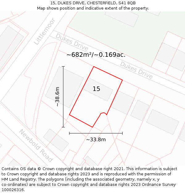 15, DUKES DRIVE, CHESTERFIELD, S41 8QB: Plot and title map