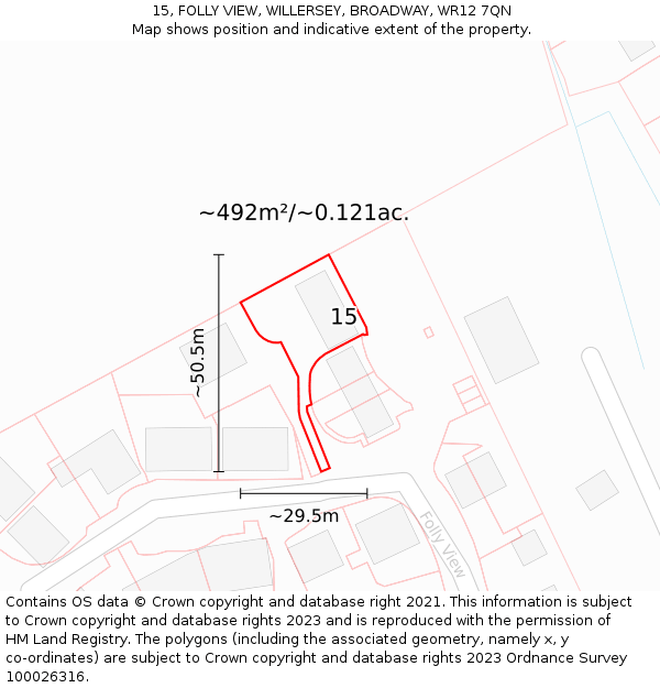 15, FOLLY VIEW, WILLERSEY, BROADWAY, WR12 7QN: Plot and title map