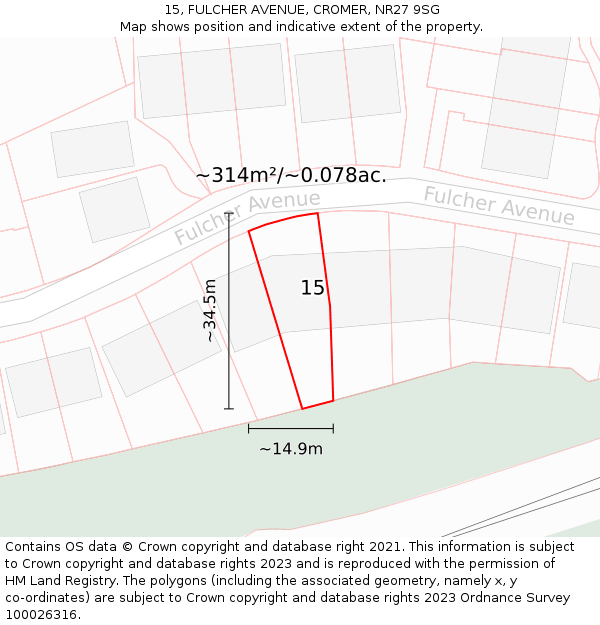 15, FULCHER AVENUE, CROMER, NR27 9SG: Plot and title map