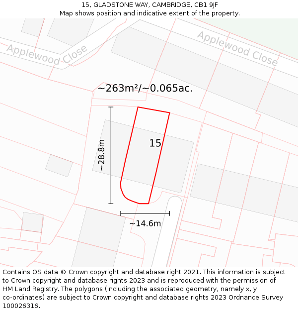 15, GLADSTONE WAY, CAMBRIDGE, CB1 9JF: Plot and title map