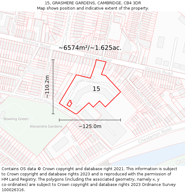 15, GRASMERE GARDENS, CAMBRIDGE, CB4 3DR: Plot and title map