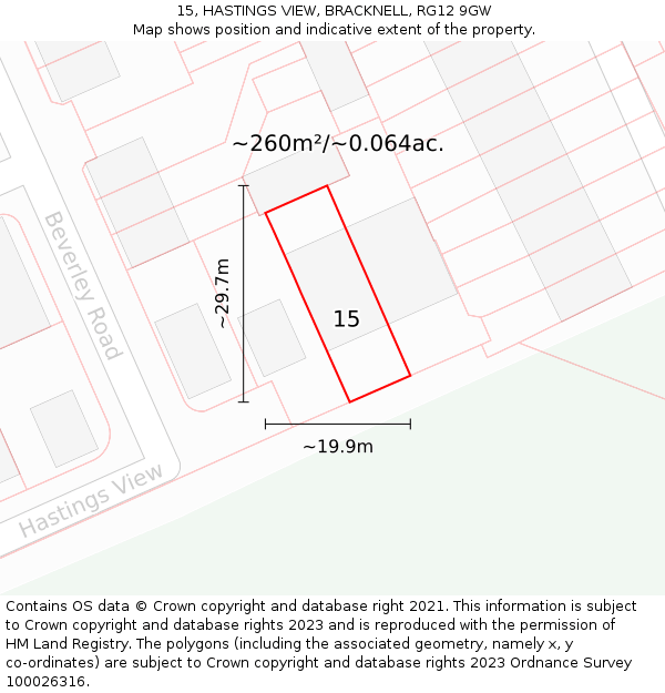 15, HASTINGS VIEW, BRACKNELL, RG12 9GW: Plot and title map