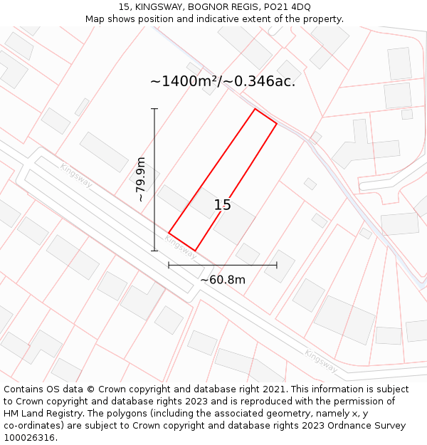 15, KINGSWAY, BOGNOR REGIS, PO21 4DQ: Plot and title map