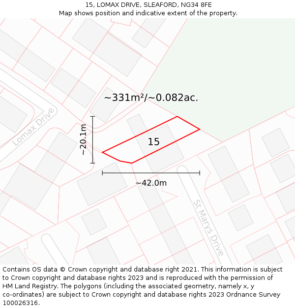 15, LOMAX DRIVE, SLEAFORD, NG34 8FE: Plot and title map