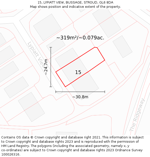 15, LYPIATT VIEW, BUSSAGE, STROUD, GL6 8DA: Plot and title map