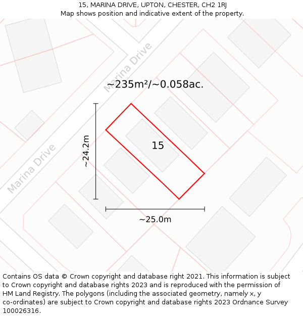 15, MARINA DRIVE, UPTON, CHESTER, CH2 1RJ: Plot and title map