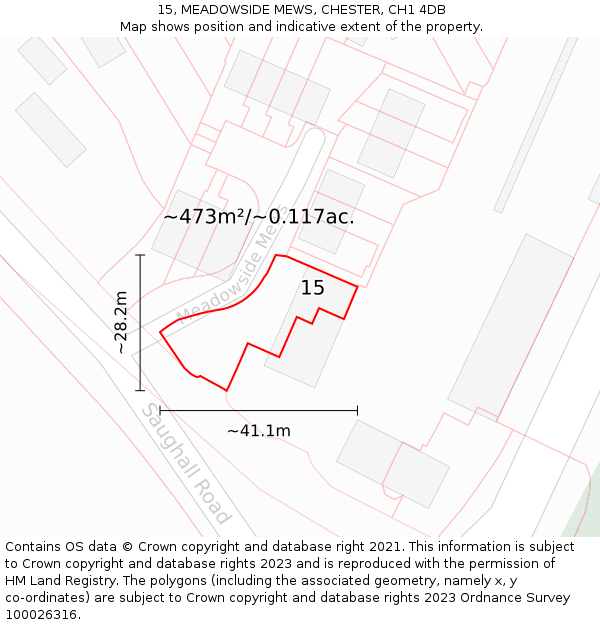 15, MEADOWSIDE MEWS, CHESTER, CH1 4DB: Plot and title map