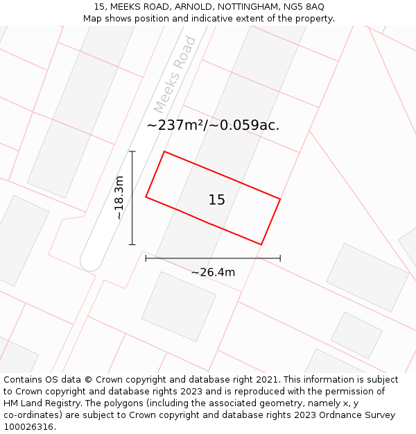 15, MEEKS ROAD, ARNOLD, NOTTINGHAM, NG5 8AQ: Plot and title map