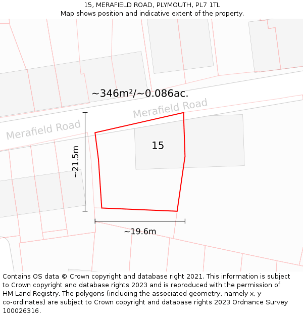 15, MERAFIELD ROAD, PLYMOUTH, PL7 1TL: Plot and title map