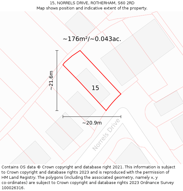 15, NORRELS DRIVE, ROTHERHAM, S60 2RD: Plot and title map