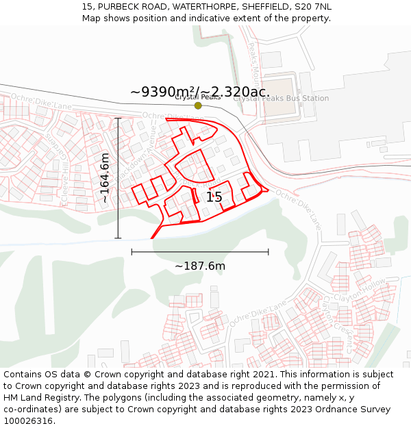 15, PURBECK ROAD, WATERTHORPE, SHEFFIELD, S20 7NL: Plot and title map