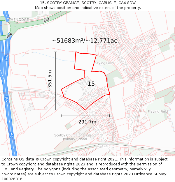 15, SCOTBY GRANGE, SCOTBY, CARLISLE, CA4 8DW: Plot and title map