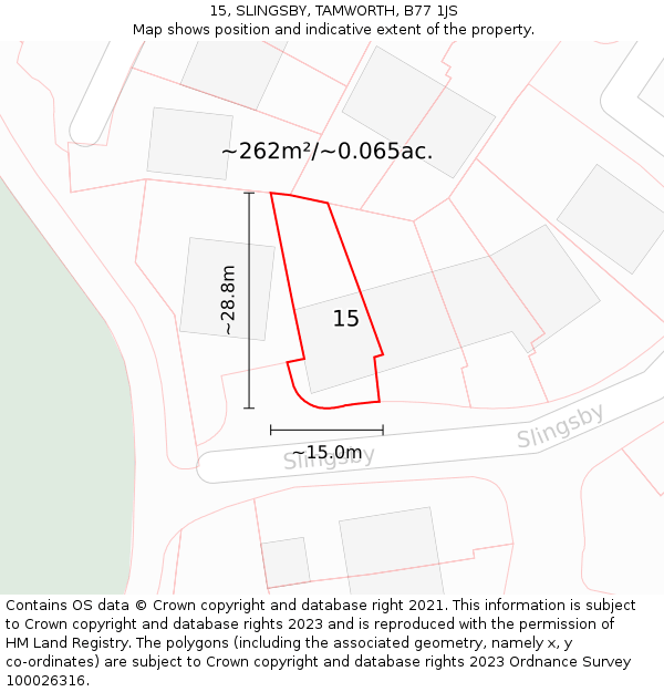 15, SLINGSBY, TAMWORTH, B77 1JS: Plot and title map