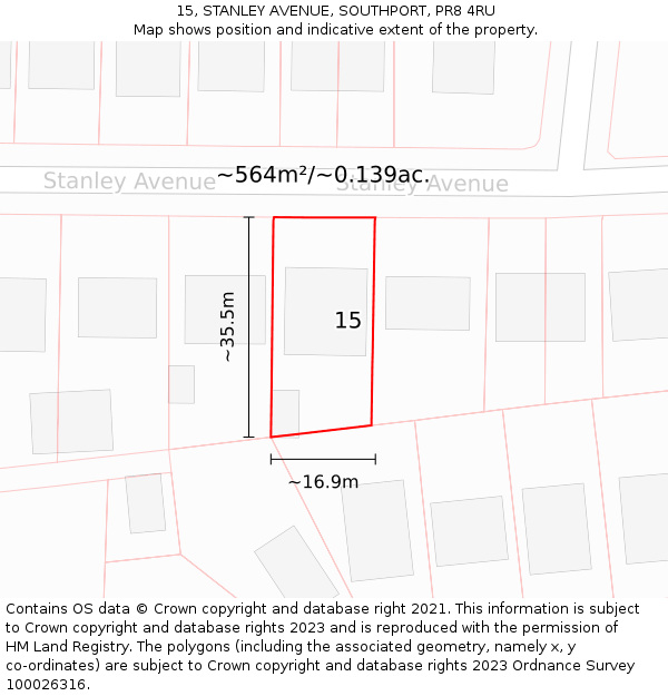 15, STANLEY AVENUE, SOUTHPORT, PR8 4RU: Plot and title map