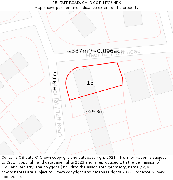 15, TAFF ROAD, CALDICOT, NP26 4PX: Plot and title map