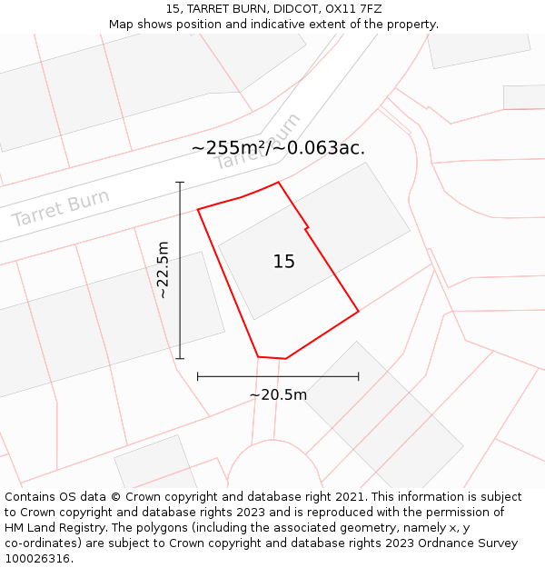 15, TARRET BURN, DIDCOT, OX11 7FZ: Plot and title map