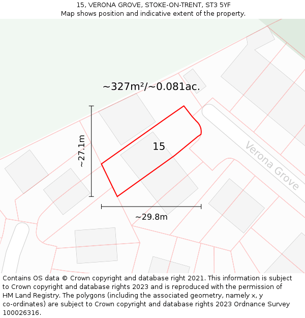 15, VERONA GROVE, STOKE-ON-TRENT, ST3 5YF: Plot and title map