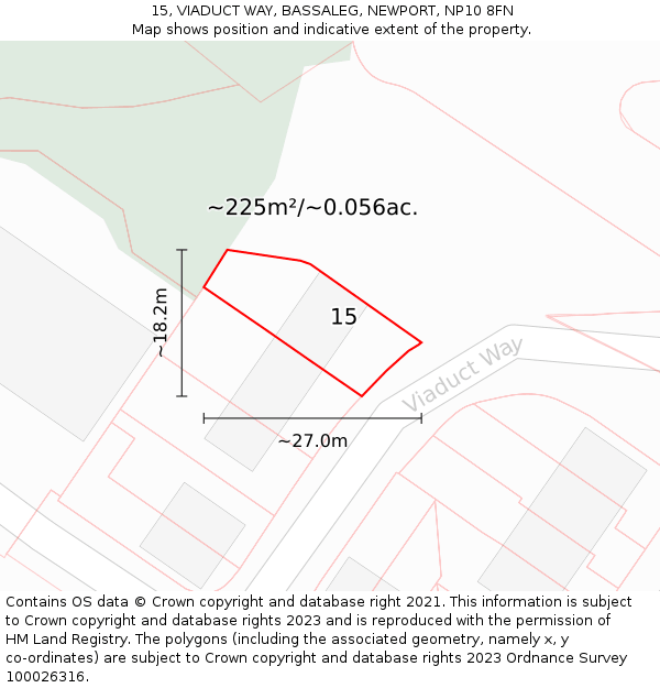 15, VIADUCT WAY, BASSALEG, NEWPORT, NP10 8FN: Plot and title map