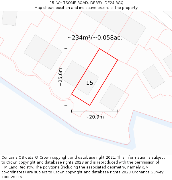 15, WHITSOME ROAD, DERBY, DE24 3GQ: Plot and title map