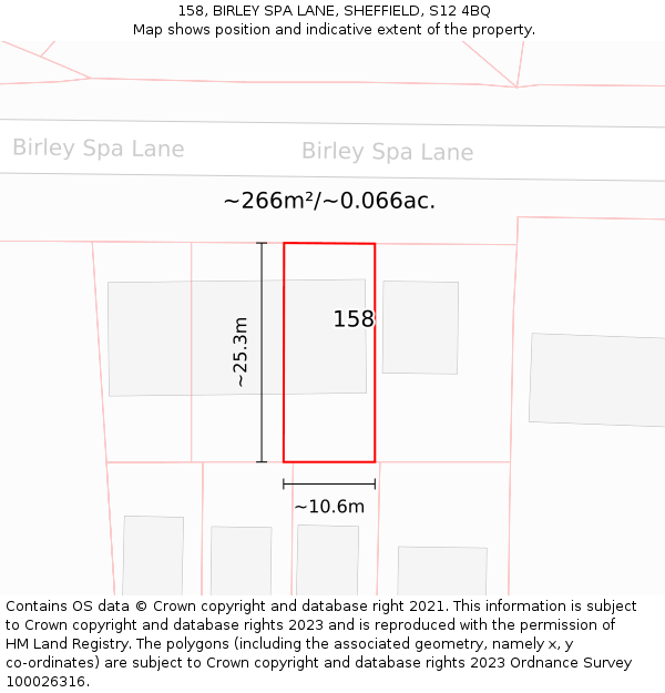 158, BIRLEY SPA LANE, SHEFFIELD, S12 4BQ: Plot and title map