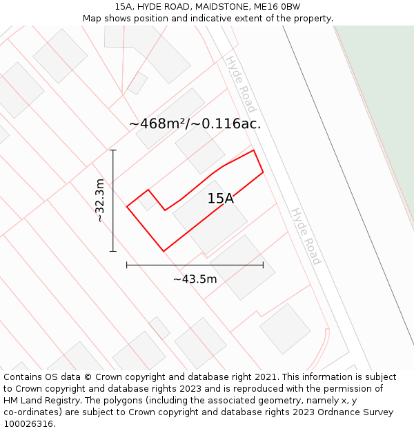 15A, HYDE ROAD, MAIDSTONE, ME16 0BW: Plot and title map