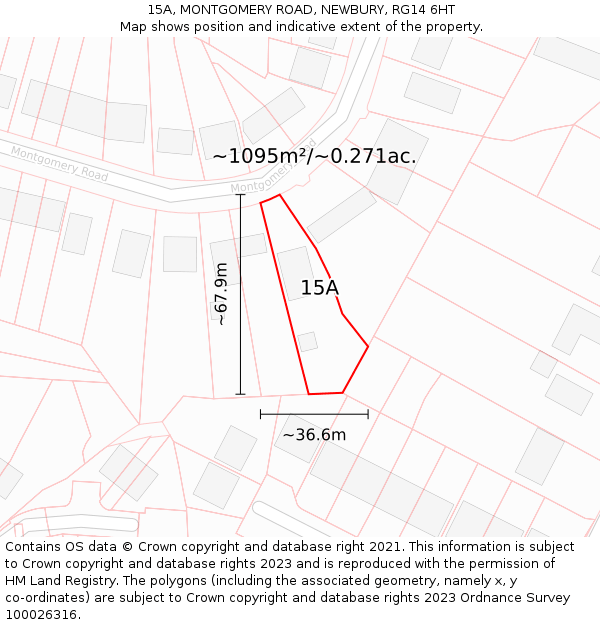 15A, MONTGOMERY ROAD, NEWBURY, RG14 6HT: Plot and title map