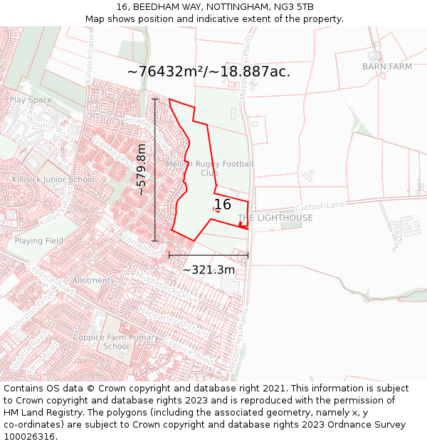 16, BEEDHAM WAY, NOTTINGHAM, NG3 5TB: Plot and title map