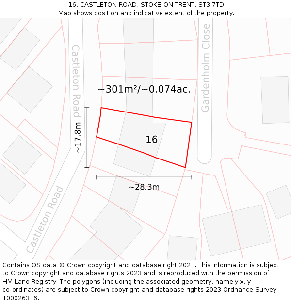 16, CASTLETON ROAD, STOKE-ON-TRENT, ST3 7TD: Plot and title map