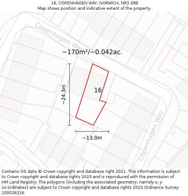 16, COPENHAGEN WAY, NORWICH, NR3 2RB: Plot and title map