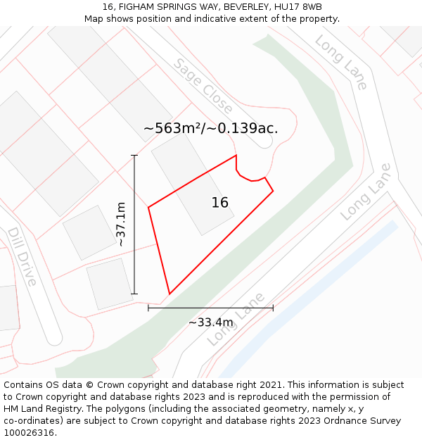 16, FIGHAM SPRINGS WAY, BEVERLEY, HU17 8WB: Plot and title map