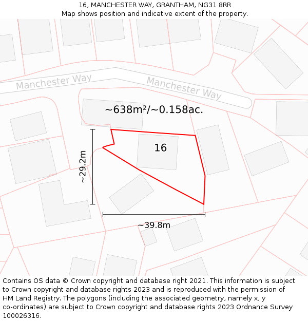 16, MANCHESTER WAY, GRANTHAM, NG31 8RR: Plot and title map