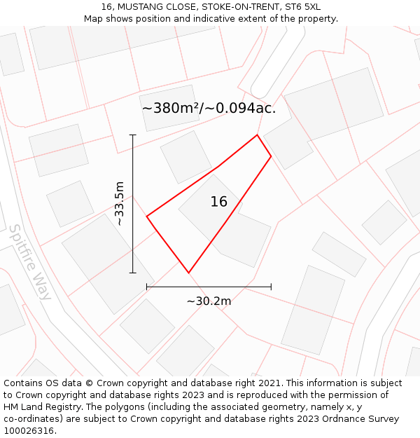 16, MUSTANG CLOSE, STOKE-ON-TRENT, ST6 5XL: Plot and title map