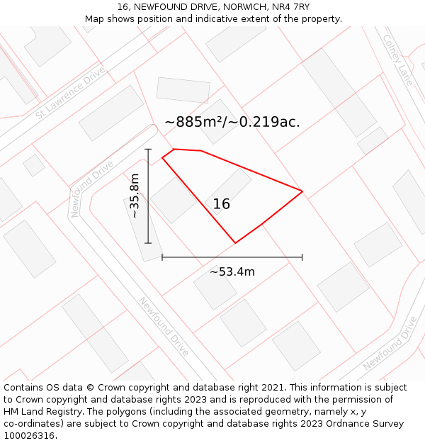 16, NEWFOUND DRIVE, NORWICH, NR4 7RY: Plot and title map