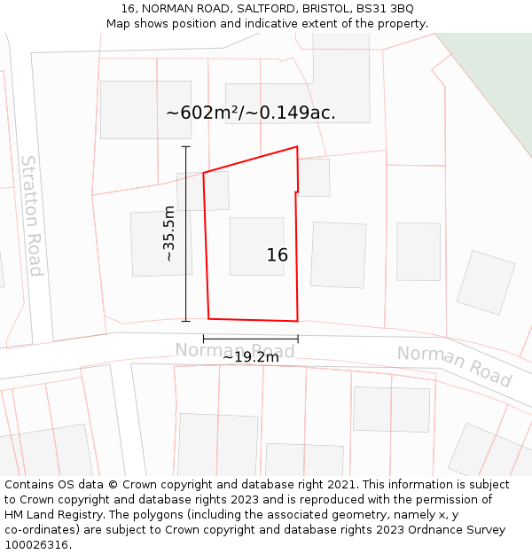 16, NORMAN ROAD, SALTFORD, BRISTOL, BS31 3BQ: Plot and title map