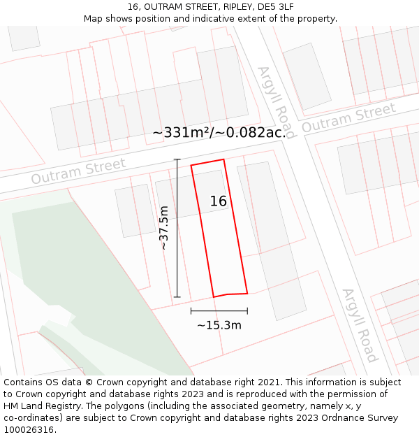 16, OUTRAM STREET, RIPLEY, DE5 3LF: Plot and title map