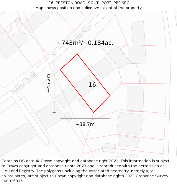 16, PRESTON ROAD, SOUTHPORT, PR9 9EG: Plot and title map