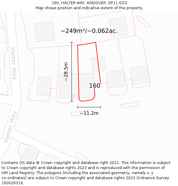 160, HALTER WAY, ANDOVER, SP11 6ZG: Plot and title map