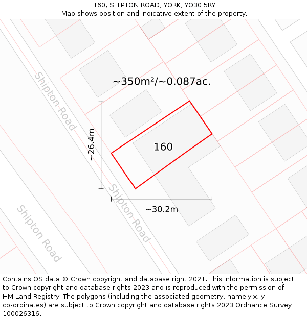 160, SHIPTON ROAD, YORK, YO30 5RY: Plot and title map