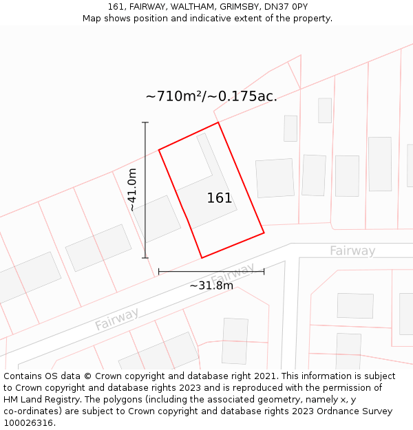 161, FAIRWAY, WALTHAM, GRIMSBY, DN37 0PY: Plot and title map