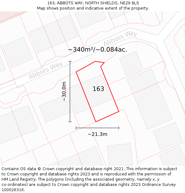 163, ABBOTS WAY, NORTH SHIELDS, NE29 8LS: Plot and title map