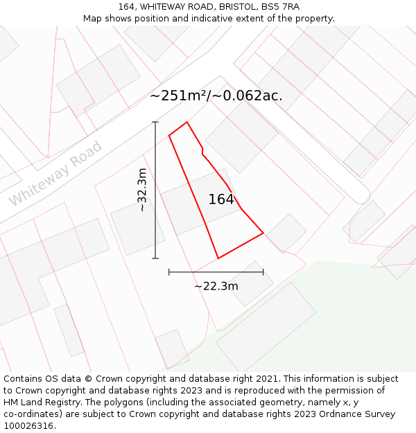 164, WHITEWAY ROAD, BRISTOL, BS5 7RA: Plot and title map